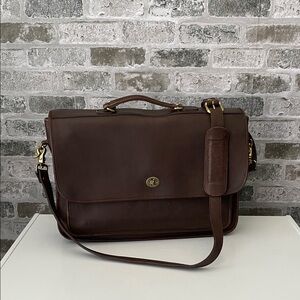 Vintage Hunt Club Brown Leather Folio Briefcase Document Bag Strap